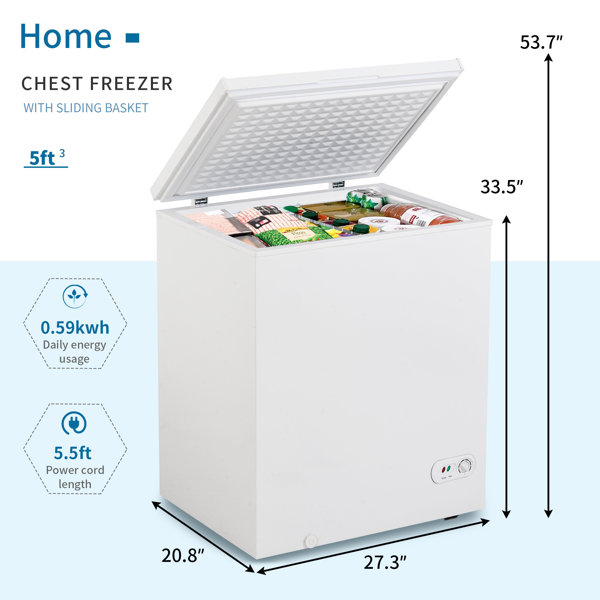 Norbi Portable 5 pieds cubes cu. Congélateur coffre avec commandes de température réglables Norbi Portable 5 pieds cubes cu. Congélateur coffre avec commandes de température réglables